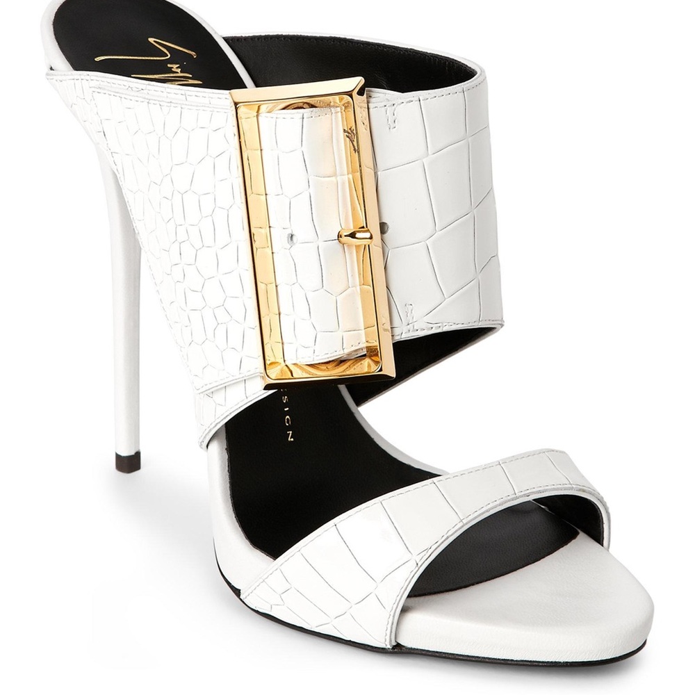 Giuseppe Zanotti White Croc Mules